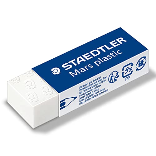 STAEDTLER Mars Plastic Vinyl Erasers (4-Pack), White Erasers for Clean & Precise Results - Latex-Free, Minimal Crumbling, Made in Germany
