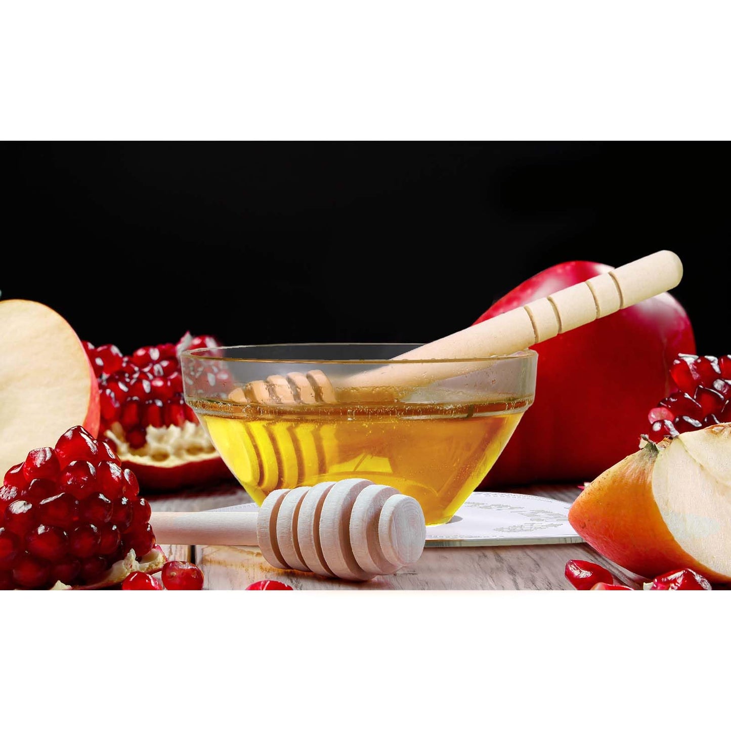 Newtay 6 Sets Rosh Hashanah Apple Shaped Honey Dish with Dipping Spoon Jewish New Year Decoration Honey Dish with Stick, Acrylic Apple Honey Dish for Jewish New Year Holiday Gift Party Favor(Silver)