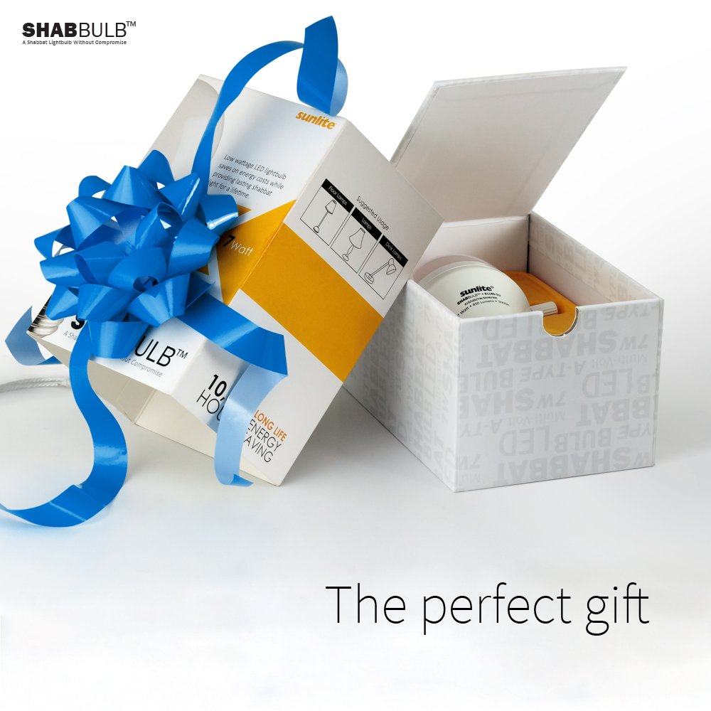 Sunlite ShabBulb, Shabbat Permissible LED Light Bulb, 7 Watt (40 Watt Equivalent) 3000K Warm White