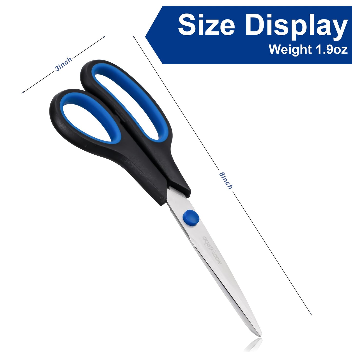 Scissors, BOOMIBOO 8" All Purpose 6 Pack - Comfort-Grip Scissors for Office Desk Accessories Sewing Fabric Home Craft School Supplies, Teacher/Class Supplies, Right/Left Handles