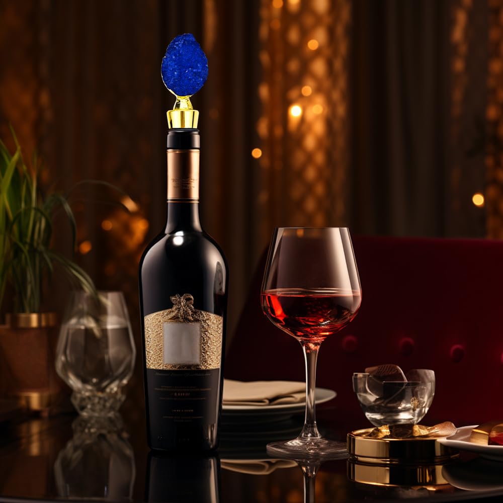 2 PACK Agate Wine Bottle Stopper, Bottle Stopper Wine Saver, Reusable Wine Corks For Beverage, Wine Preserver Wine Saver Keep Wine Fresh Wine Accessories Gifts for Wine Lovers, Wedding Favors