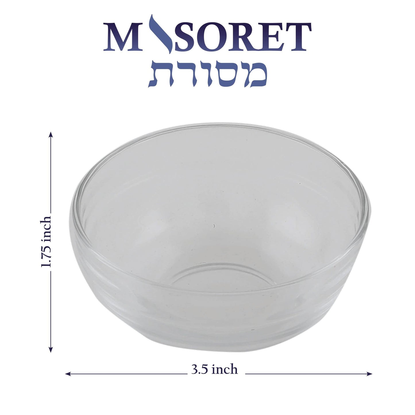 MASORET 3-Piece Honey Dish Set for Rosh Hashanah: incl. a Glass Plate, a Clear Glass Bowl and Wooden Honey Dipper Sticks, Size: 7.5 inch