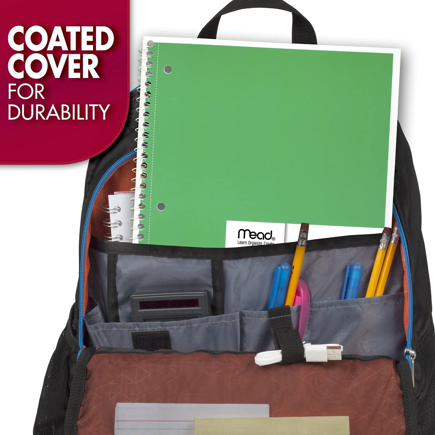 Mead Spiral Notebook, 12 Pack, 1 Subject, Wide Ruled Paper, 7-1/2" x 10-1/2", 70 Sheets per Notebook, Colors Will Vary (930202-ECM25)