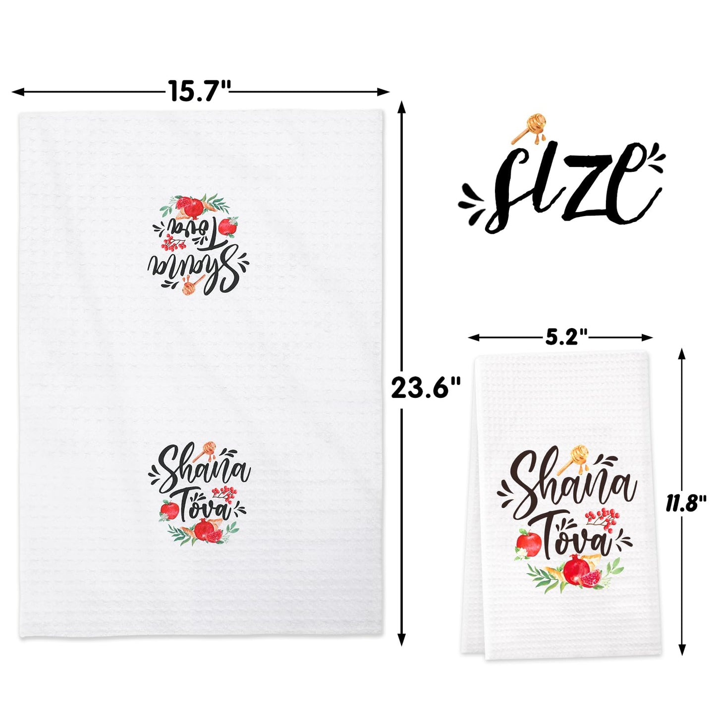 Vansolinne Rosh Hashanah Kitchen Towels Shana Tova Dish Towel Happy Rosh Hashanah Hostess Gift Idea Holiday Party Home and Kitchen Decorations
