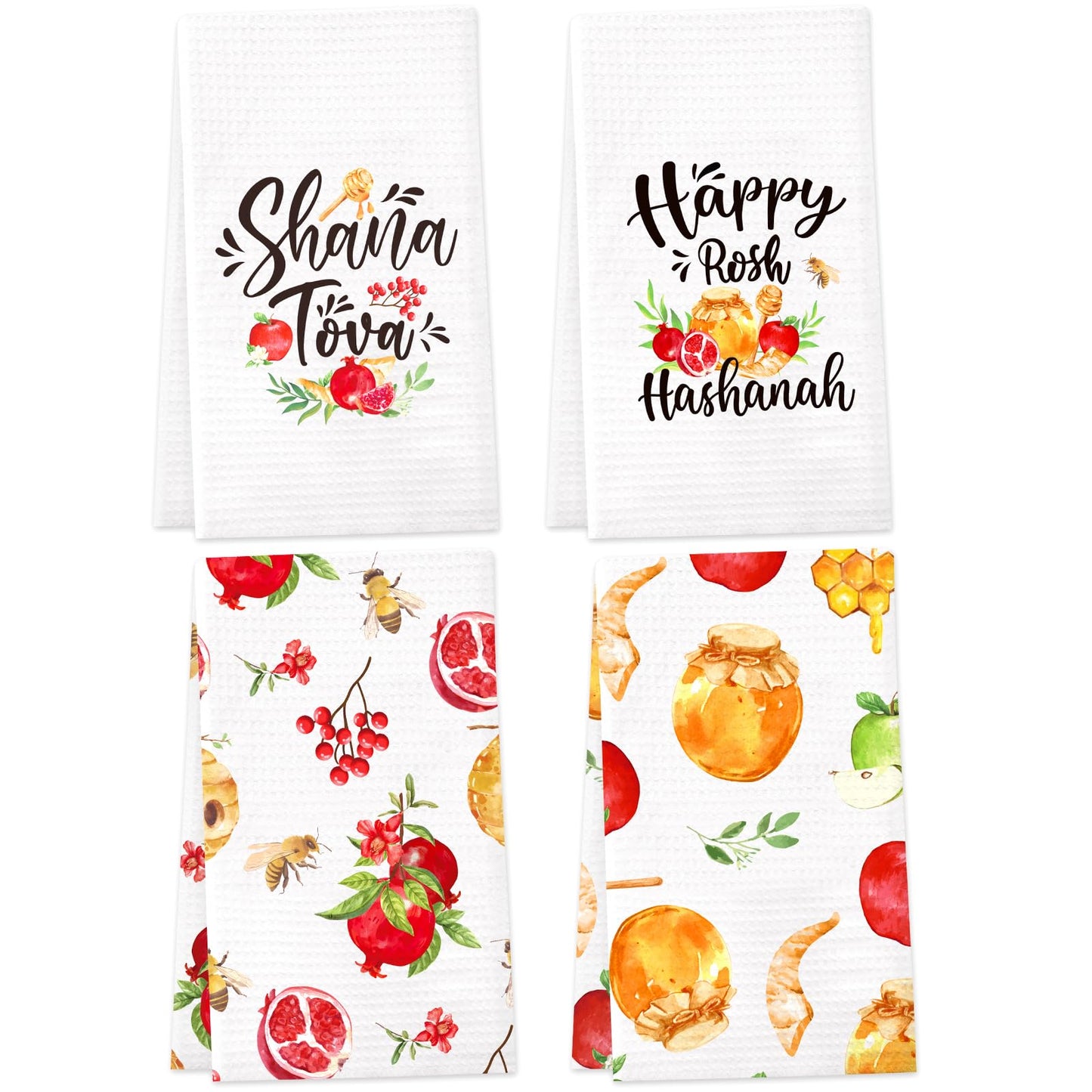 Vansolinne Rosh Hashanah Kitchen Towels Shana Tova Dish Towel Happy Rosh Hashanah Hostess Gift Idea Holiday Party Home and Kitchen Decorations