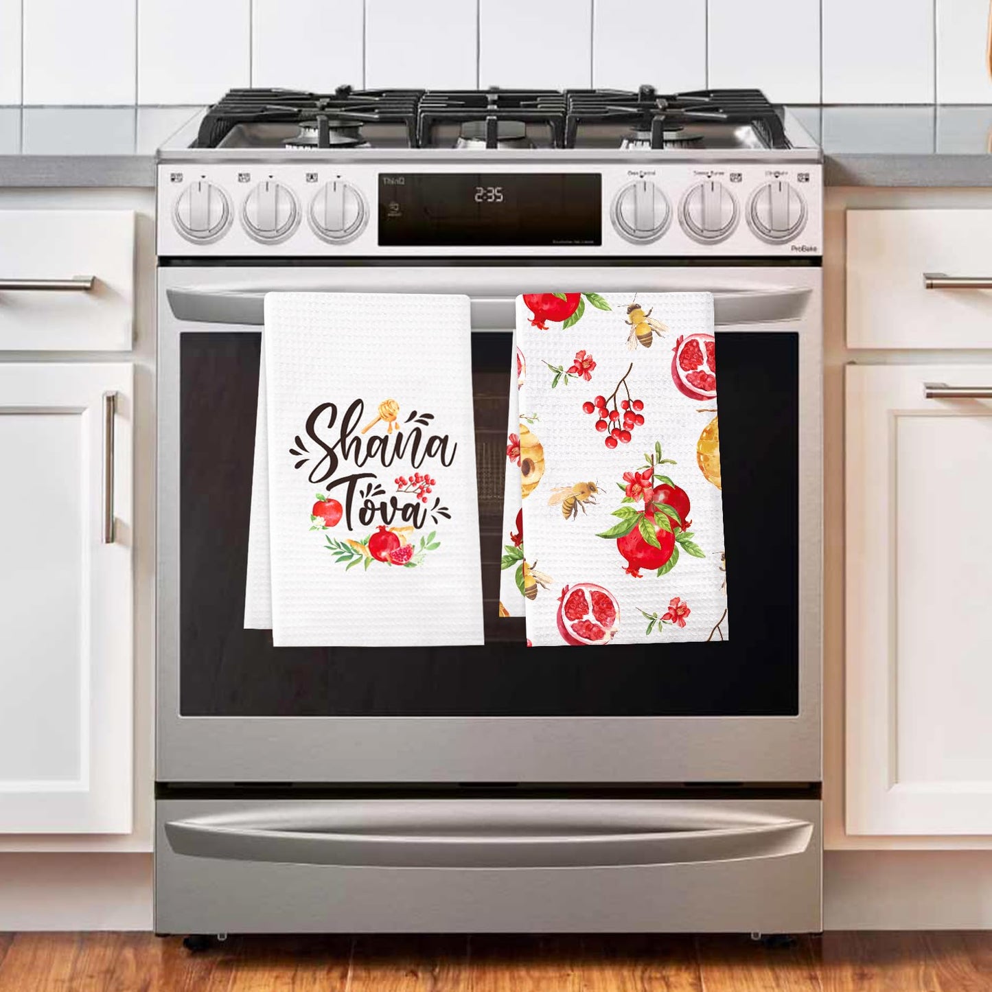 Vansolinne Rosh Hashanah Kitchen Towels Shana Tova Dish Towel Happy Rosh Hashanah Hostess Gift Idea Holiday Party Home and Kitchen Decorations