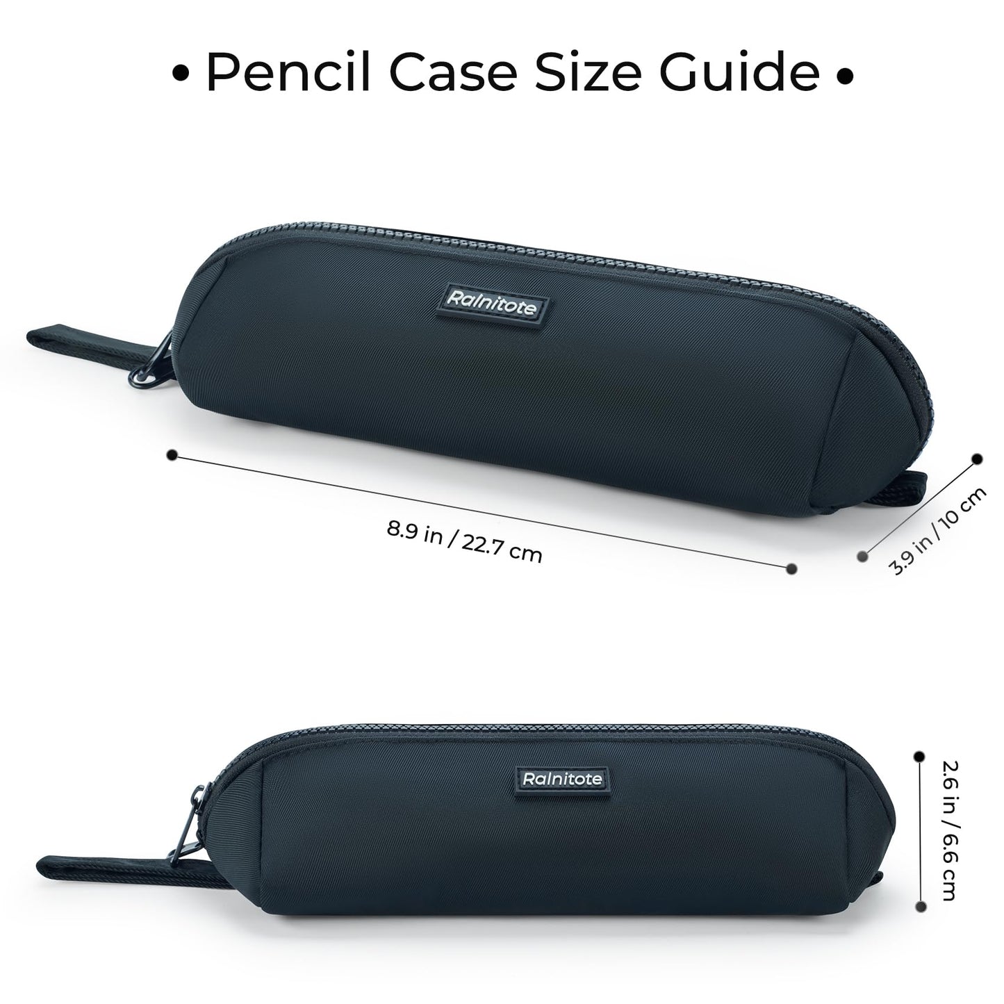Ralnitote Small Pencil Pouch with 180° Open Design, Slim Pencil Case for Girls and Boys, Aesthetic & Cute Pen Bag for School, Office, Makeup or Tech Accessories-Black