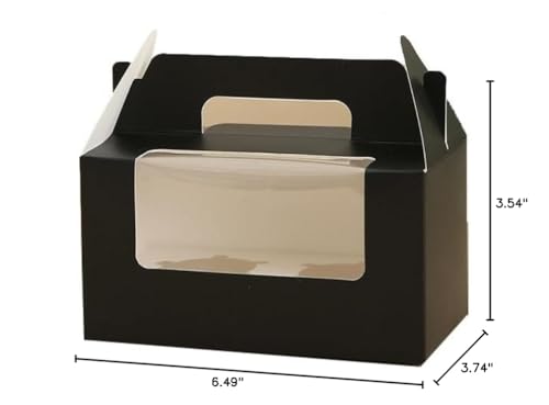 30Pcs Kraft Paper Cupcake Packing Box with Clear Window 6.49×3.74×3.54 inch (Black)