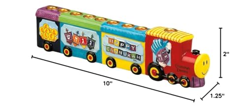 Rite Lite Chanukah Menorah Express Ceramic Menorah, 11.5 Multi-Color Hannukah Train Menora Jewish Holiday Party Favors Goodie Bag Decor Accessories Festival of Lights