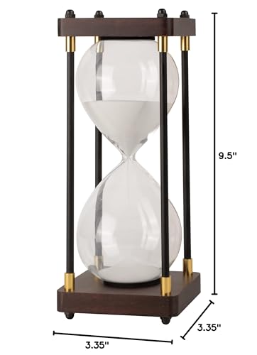 Ner Mitzvah Chanukah Menorah Sand Timer - Beautiful Mahogany Hanukkah Table Decorations - 30 Minute Timer for Chanukah Candle Lighting