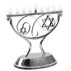 Ner Mitzvah LED Electric Hanukkah Menorah, LED Traditional Whimsical Channukah Menorah Electric, Battery or USB Powered and Cord Included, Silver