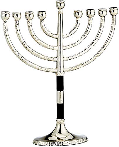Rite Lite Classic Chanukah Menorah with Hammered Accents with Black & Silver - Hanukah Menorah (Black & Silver)