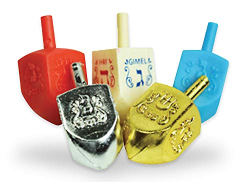 Ner Mitzvah Hanukkah Menorah Candles Dreidels, Chanukah Guide Complete Set - Metal, Standard Version