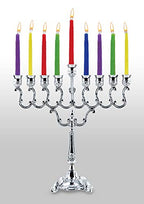 Ner Mitzvah Hanukkah Menorah Candles Dreidels, Chanukah Guide Complete Set - Metal, Standard Version