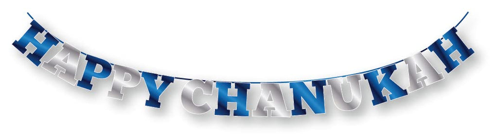 Happy Hanukkah Banner - Chanukah Decor- Blue and Silver "Happy Chanukah" or "Happy Hanukkah" Letters Banner