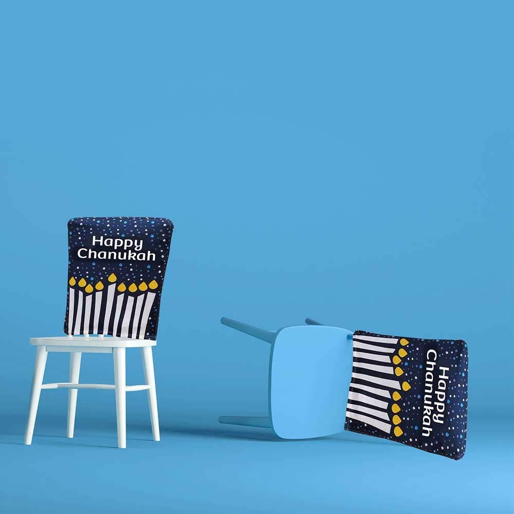 Zion Judaica Hanukkah Décor Chair Covers Stretch Micro-Fiber - Set of 3 - Fits Most Chairs and Armchairs Chanukah Party Decorations