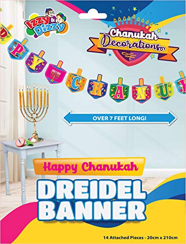 Happy Hanukkah Banner - Chanukah Banner - Paper Dreidel Party Decoration - Multicolored Holiday Party Decorations