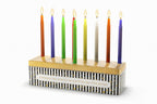 SHALHEVET LIGHT Tin Fun Chanukah Menorah and Full 44 Candles Box Set (Black and White)