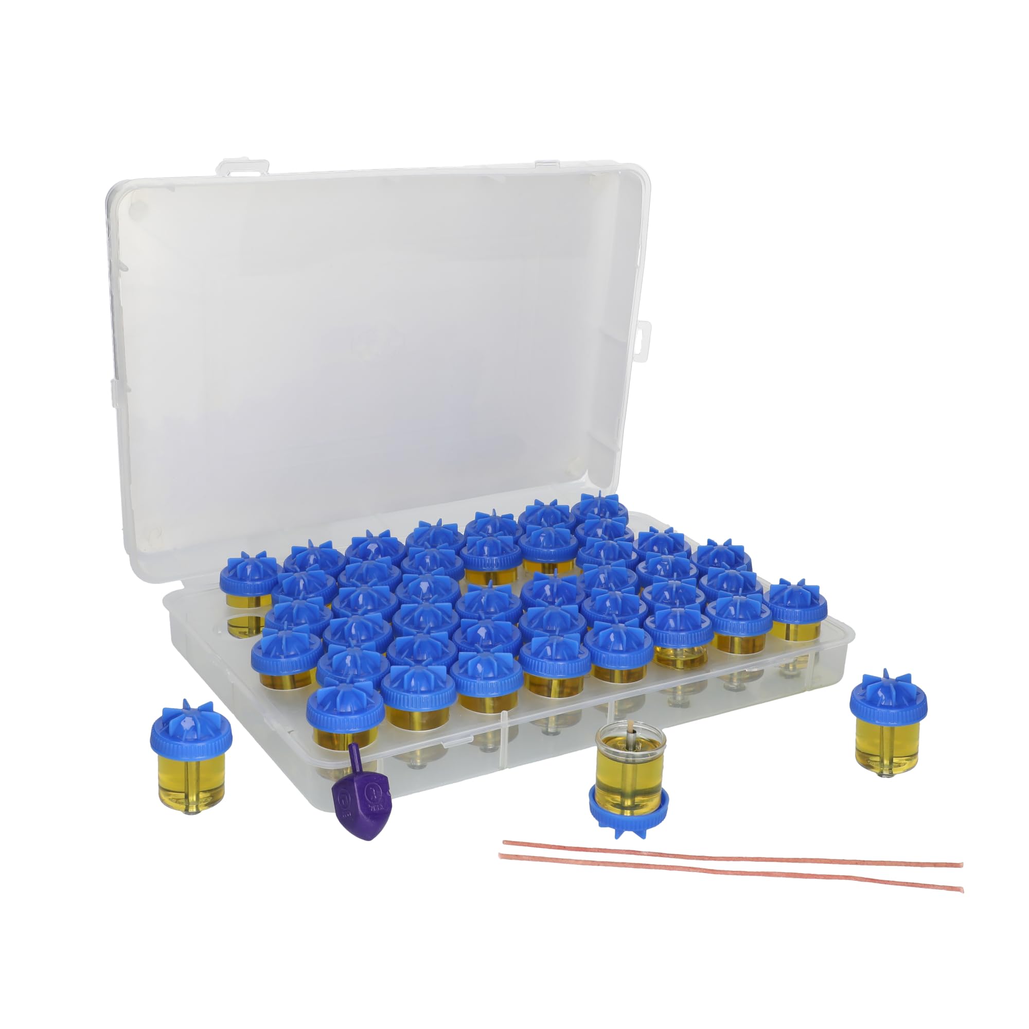 SHALHEVET LIGHT Vehaer 44 Prefilled Cups, Hanukkah, Chanukah Olive Oil, Ready to Use, Fits Most Menorah (Liquid Oil Large)