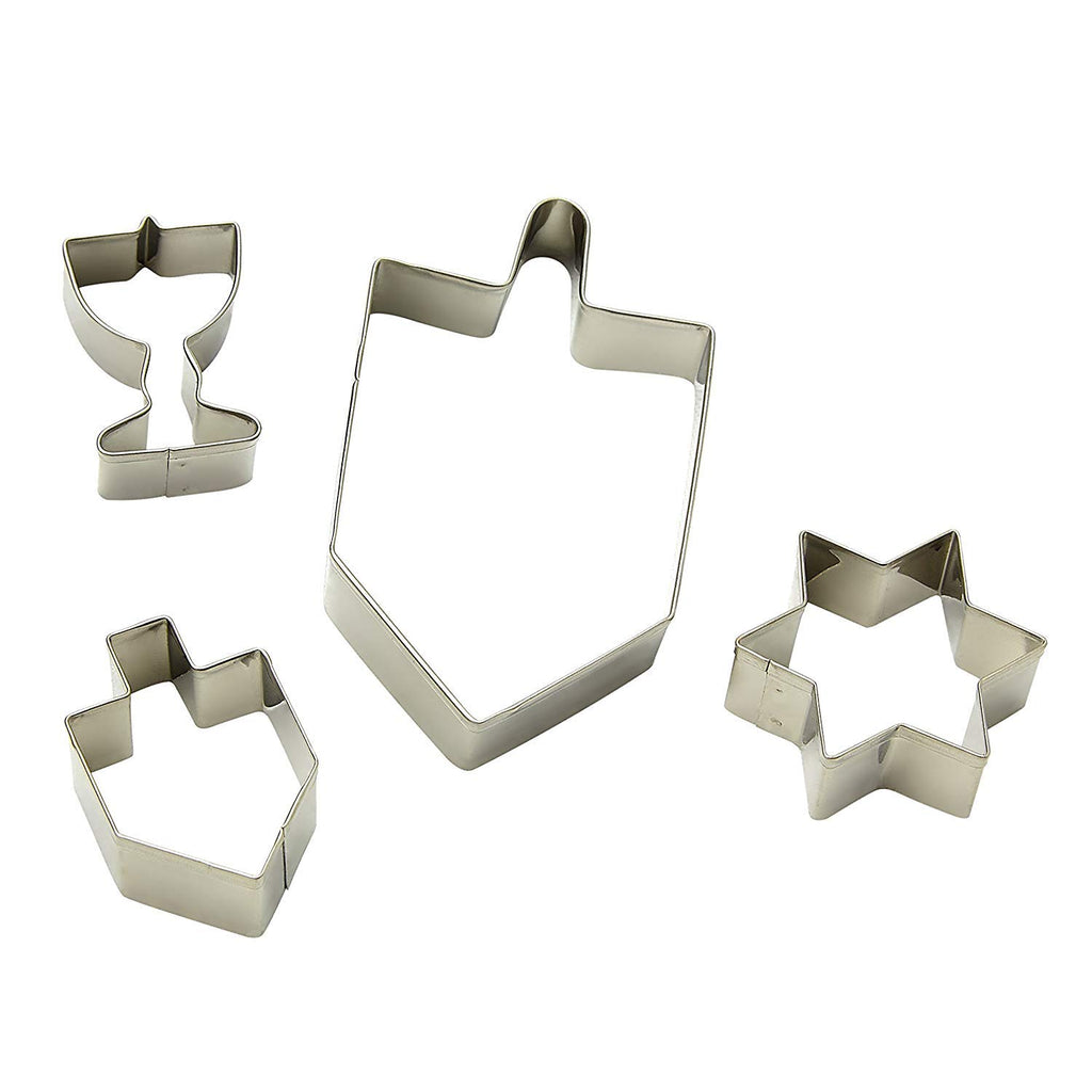 The Kosher Cook Hanukkah Cutters and Stainless Steel Chanukah Cookie Cutters, 4 Piece Set