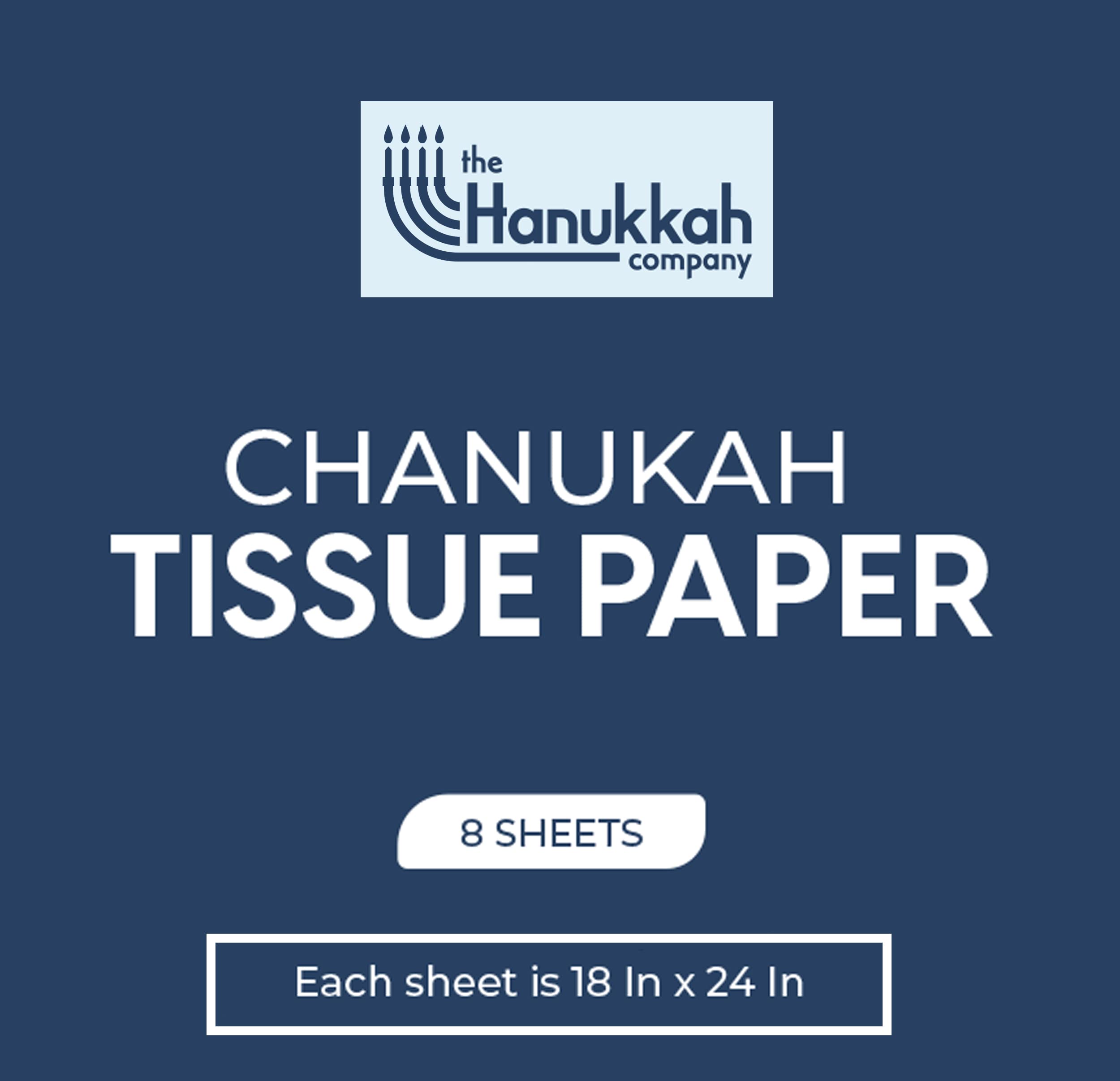 The Hanukkah Company Tissue Paper, Blue Tissue Paper for Gift Bags, Hanukkah Paper Wrap (Pack of 8) - 18 Inch x 24 Inch