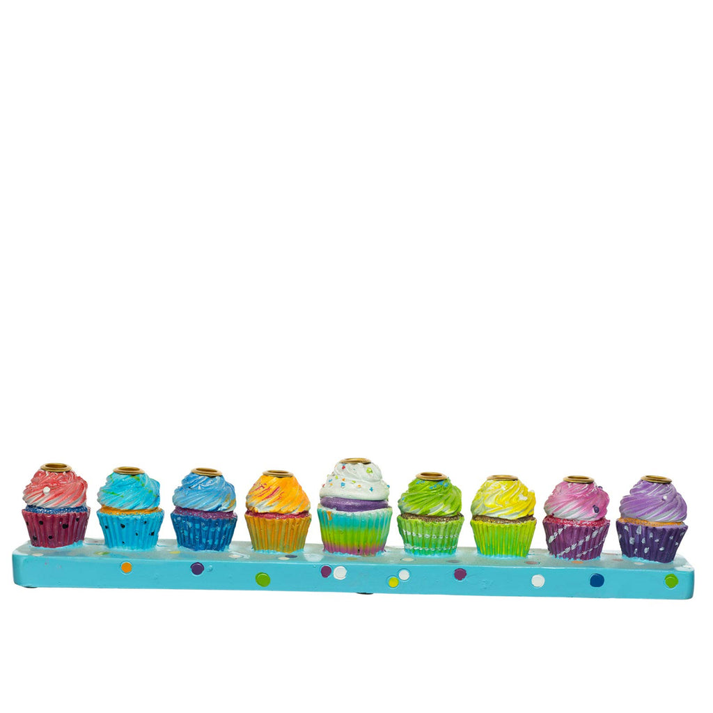 Rite Lite Chanukah Hand Painted Resin Cupcakes Menorah 11.50" Hanukkah Menorah