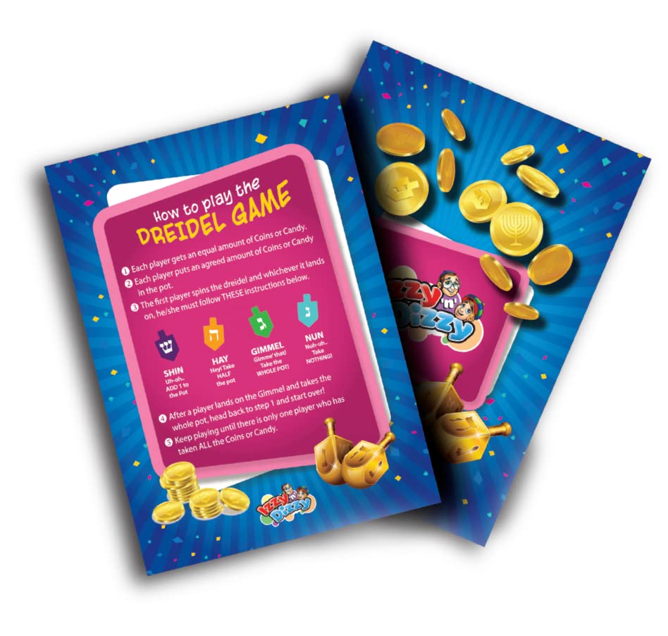 Izzy 'n' Dizzy Hanukkah Dreidels, Blue and White Wooden, Hand Painted, Game Instructions Included - Bulk (Pack of 30) - Medium