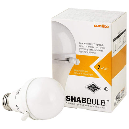 Sunlite ShabBulb, Shabbat Permissible LED Light Bulb, 7 Watt (40 Watt Equivalent) 3000K Warm White
