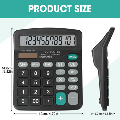6 Pack Calculator Bulk, 12 Digits Calculators Desktop with Large LCD Display and Sensitive Butto, Solar and Battery Dual Power, Desk Calculator for Office, School, Home