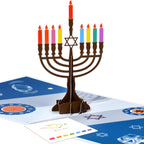 3D Pop-Up Hanukkah Card with Menorah and Star of David – Unique Festival of Lights Greeting Card for Jewish Holidays – Happy Hanukkah Wishes Card with Colorful Candles and Envelope