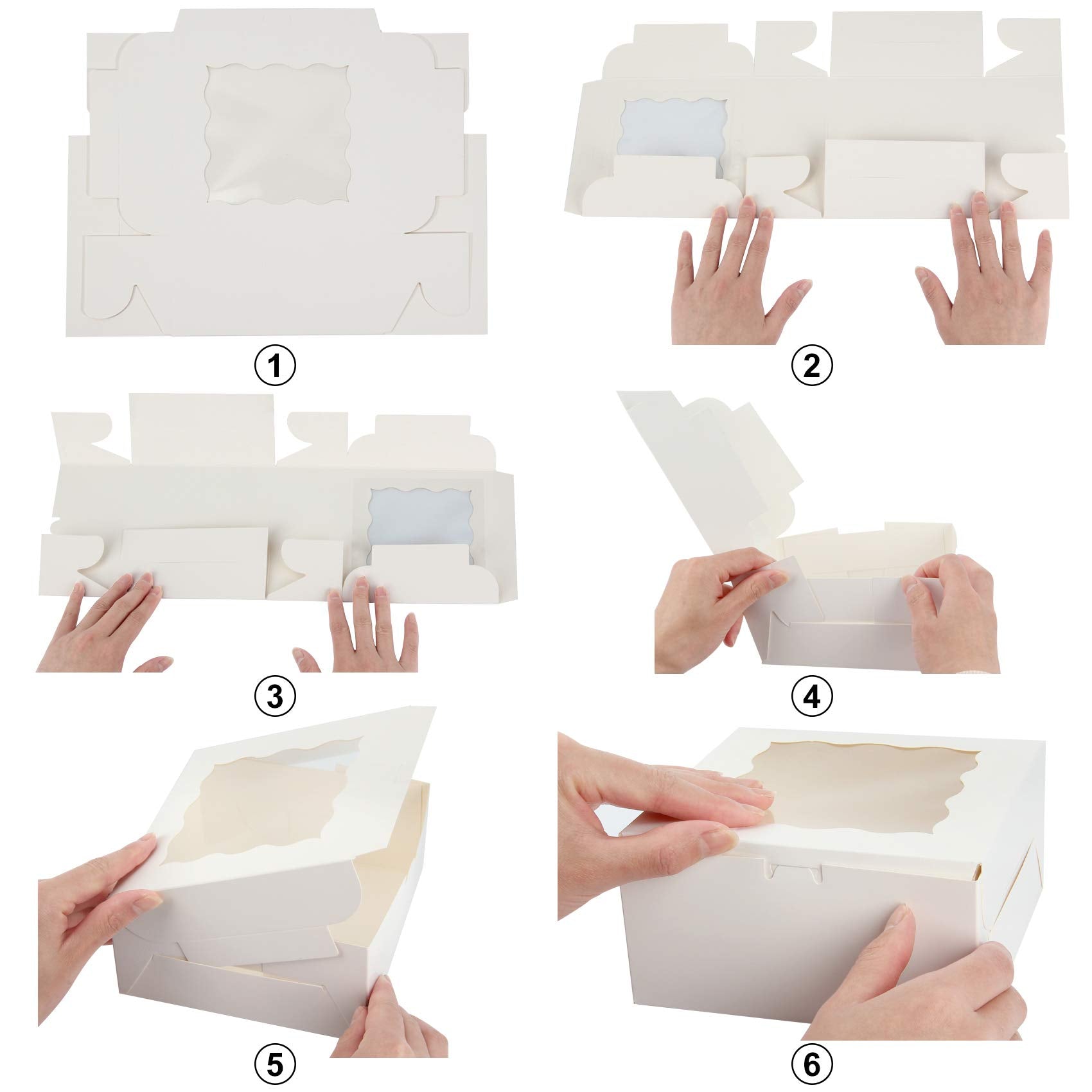 Colovis 30 Pcs White Bakery Boxes with Window, 6 X 6 X 3 Inches,