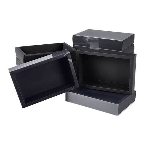 12 Pack Black Drawer Kraft Boxes with PVC Plastic Window 7.3x5x1.4