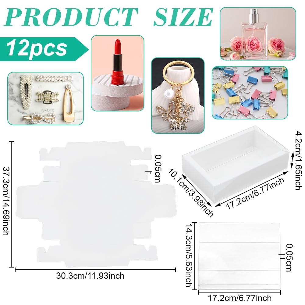 White Gift Boxes Rectangle with Clear PVC Windows 6.7x3.9x1.6 12pcs