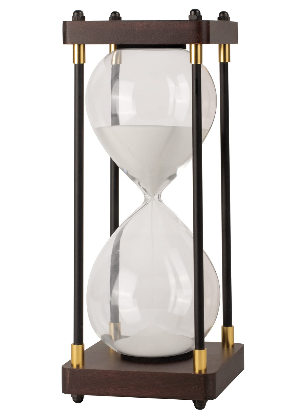 Ner Mitzvah Chanukah Menorah Sand Timer - Beautiful Mahogany Hanukkah Table Decorations - 30 Minute Timer for Chanukah Candle Lighting