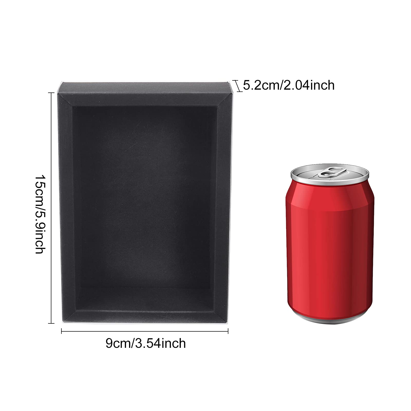 12 Pack Black Drawer Kraft Boxes with PVC Plastic Window 7.3x5x1.4