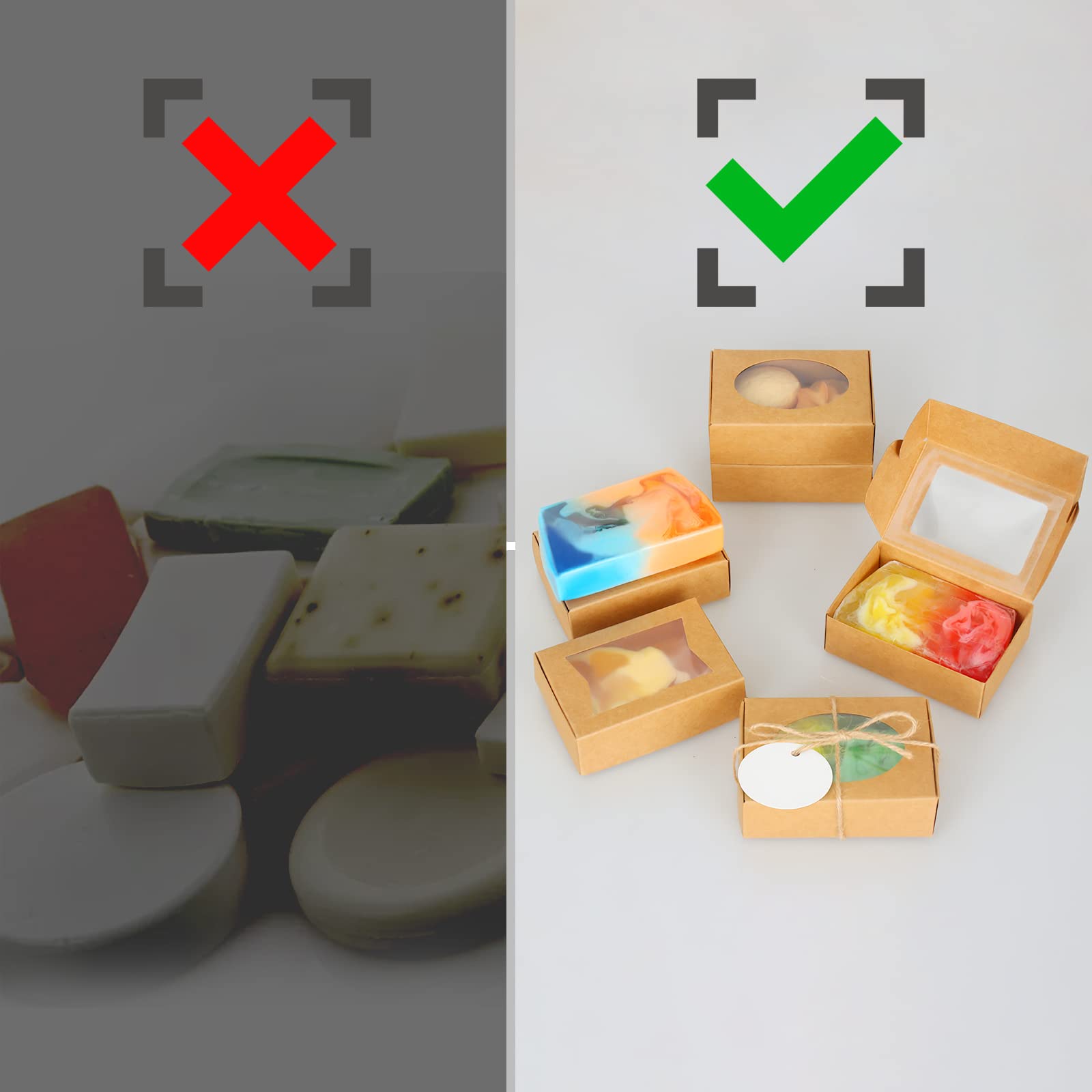 30Pcs Packaging Boxes with Window, 3.5x2.35x1.2 Inch