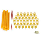 Vehaer Chabad Chanukah Oil 36 Prefilled Cups + 8 Beeswax Shamashim, Hanukkah, Chanukah Olive Oil, Ready to Use, Fits Most Menorah (Chabad 36 + 8), 2.5 Hour Burn