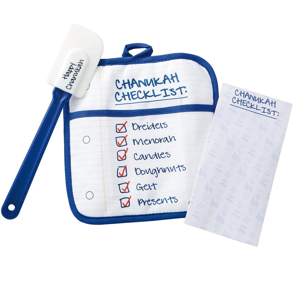 Rite Lite Chanukah 3 Piece Hostess Set, Comes with a Spatula, Pot Holder & a Chanukah Checklist! - Perfect Hanukkah Gift, Hanukkah Cooking Gift, Hanukkah Cooking Accessories