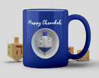 Ner Mitzvah Spinning Hanukkah Dreidel Mug - Happy Hanukkah Decorations - Blue & White Hanukkah Party Favors Idea