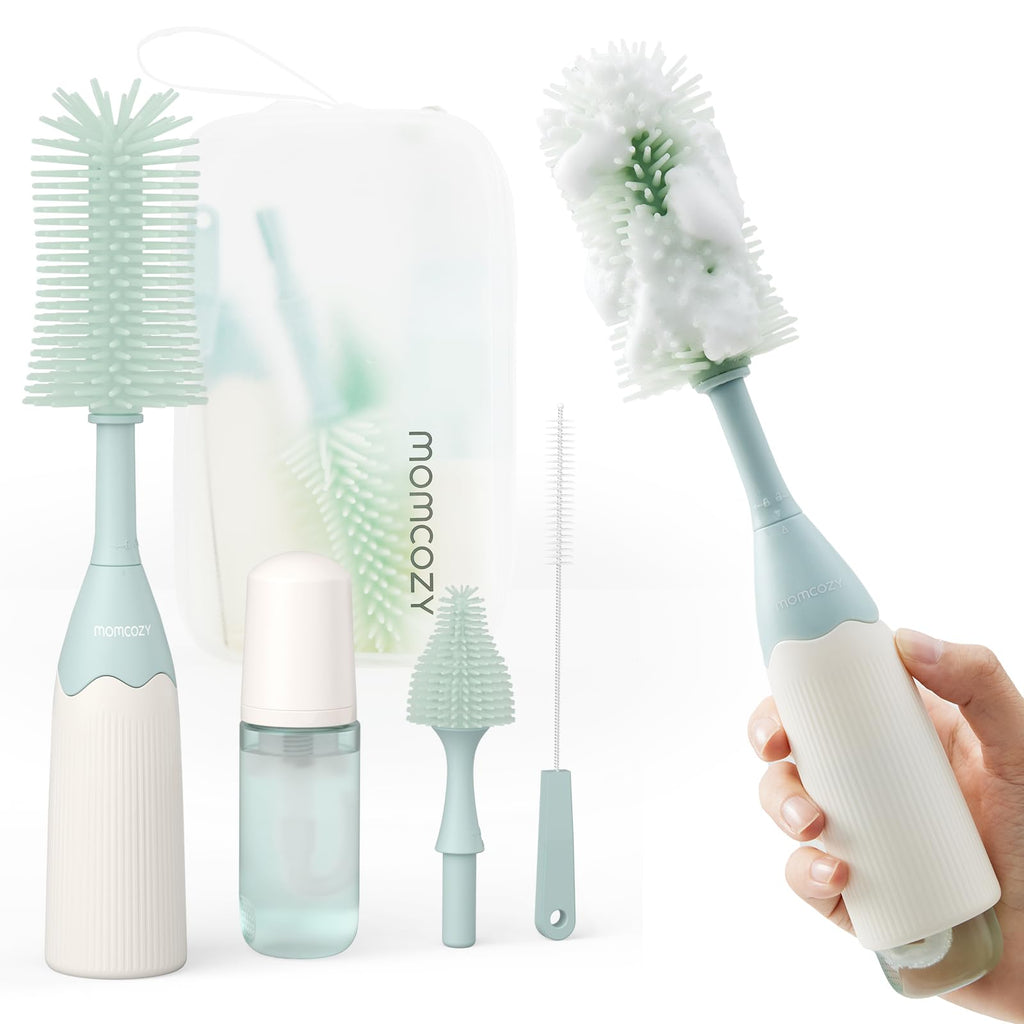Momcozy Bottle Brush Kit, Innovative Push-Press Design for Better Cleaning
