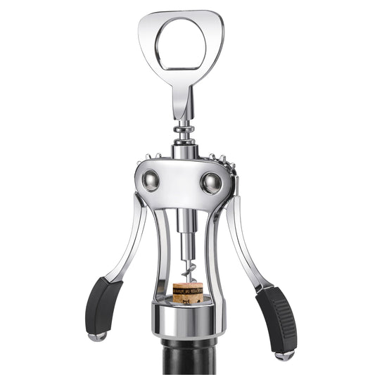 KORCCI Wine Opener, Heavy-Duty Zinc Alloy Wing Corkscrew, Premium Beer Bottle Opener, Multifunctional Wine Accessories with Ergonomic Handle and Sharp Screw, for Kitchen, Bar, Restaurant, Bartenders