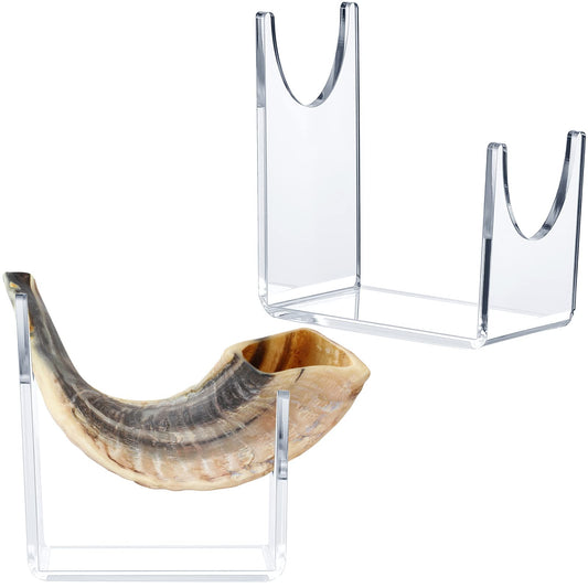 Taiyin 2 Pieces Acrylic Stand for Shofar, Clear Shofar Stand, Sword Holder, Sturdy Horn Holder for Oryx, Kudu, Yemenite Swords, Christmas Home Office Decor, 4.25 x 2.52 x 4.72 Inches