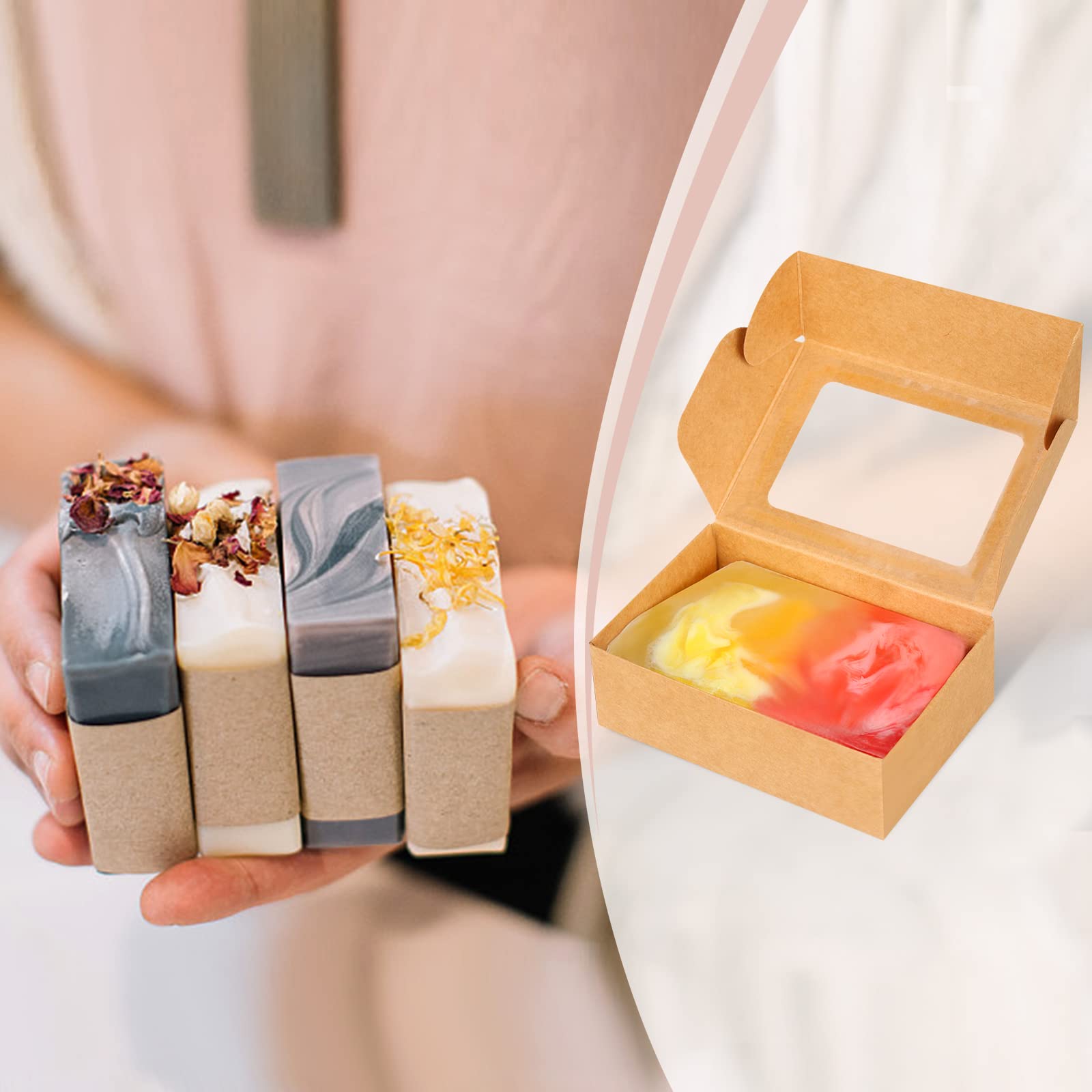 30Pcs Packaging Boxes with Window, 3.5x2.35x1.2 Inch