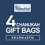 The Hanukkah Company Gift Bags - Chanukah Gift Bags, 4 Assorted Hannukah Designs - 5 x 8 Inch - Blue, Small (Pack of 4)