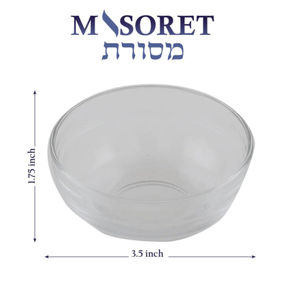 MASORET 3-Piece Honey Dish Set for Rosh Hashanah: incl. a Glass Plate, a Clear Glass Bowl and Wooden Honey Dipper Sticks, Size: 7.5 inch