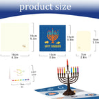 3D Pop-Up Hanukkah Card with Menorah and Star of David – Unique Festival of Lights Greeting Card for Jewish Holidays – Happy Hanukkah Wishes Card with Colorful Candles and Envelope