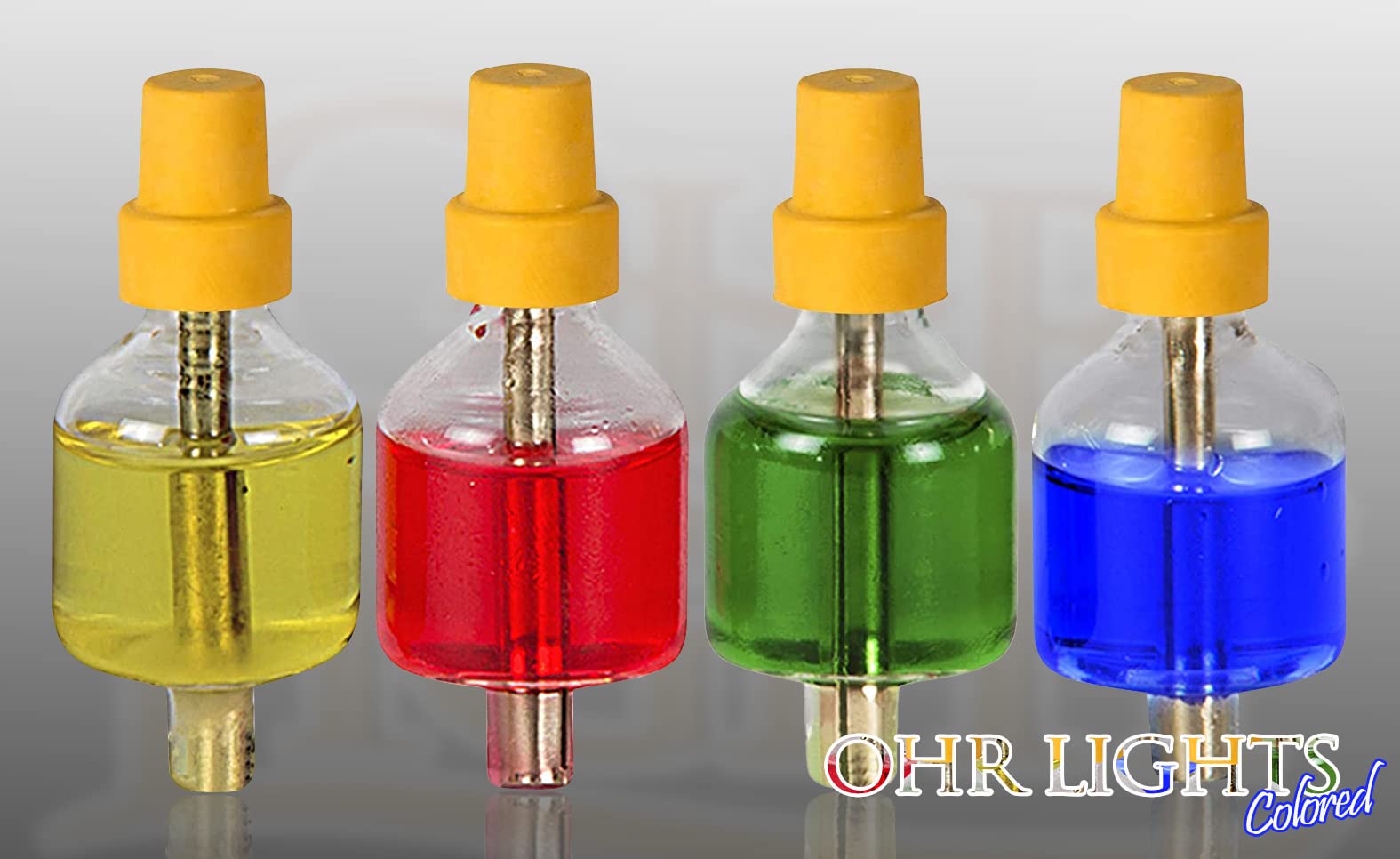 Ner Mitzvah Hanukkah Colored Ohr Lights, Pre-Filled Oil Candles - Small Size, 44 per pk. Burns Aprox. 1 1/2 Hrs