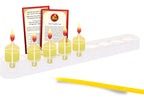 Ner Mitzvah On The Go Travel Menorah Set - 9 Pre-Filled Glass Cups Included - 100% Pure Olive Oil with 100% Cotton Wicks- Burns Approx. 2 1/2 Hrs