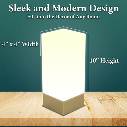 Enlighten Shabbos Lamp, Kosher lamp for Shabbat & Yom Tov, for Bedroom Living Room, LED Dimmable Square Table lamp, Gold Base Color, (10W Eqv 75W, 1100LM, 5000K,)