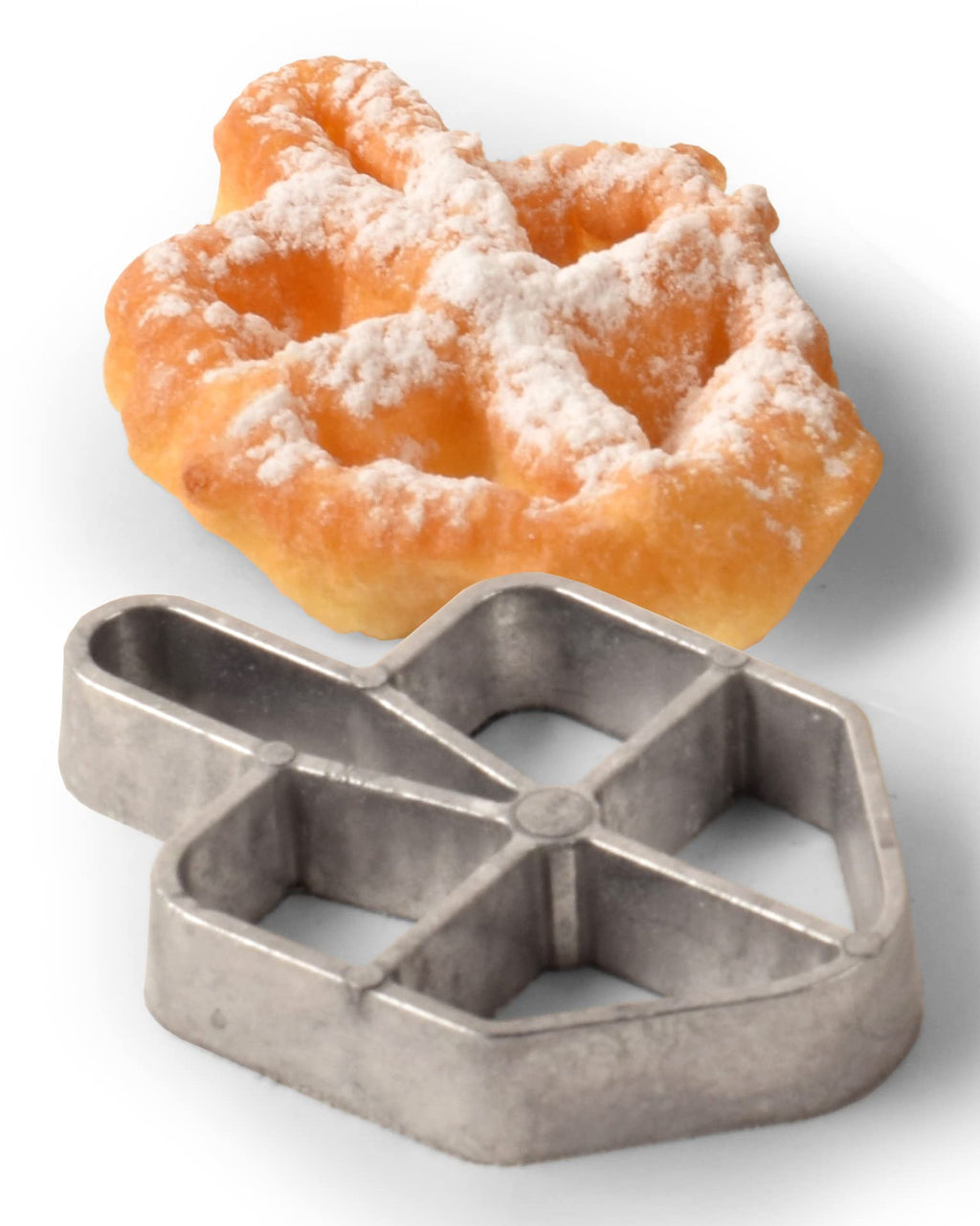 The Kosher Cook Chanukah Fritlach Rosette Maker, Stainless Steel Rosette Iron Set With Handle, Hanukkah Set, Dreidel and Menorah Mold (3 Piece)